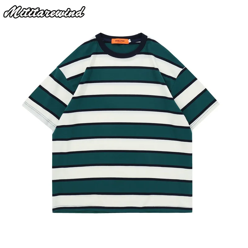 Oversize Contrast Color Green Striped Loose Men's T-shirts Cotton Hip Hop Casual Simple Couple Tees O-Neck High Street Clothing
Oversize Contrast Color Green Striped Loose Men's T-shirts Cotton Hip Hop Casual Simple Couple Tees O-Neck High Street Clothing