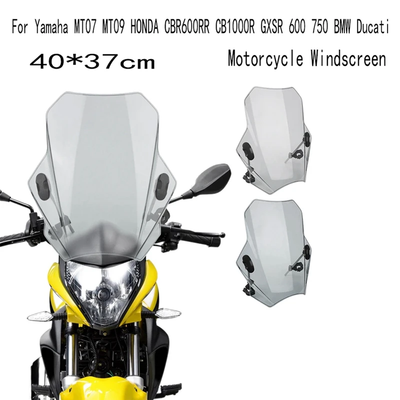 A22F-Front Wind Deflectors Windscreen For Yamaha MT07 MT09 HONDA CBR600RR CB1000R GXSR 600 750 BMW Ducati 40X37cm
A22F-Front Wind Deflectors Windscreen For Yamaha MT07 MT09 HONDA CBR600RR CB1000R GXSR 600 750 BMW Ducati 40X37cm