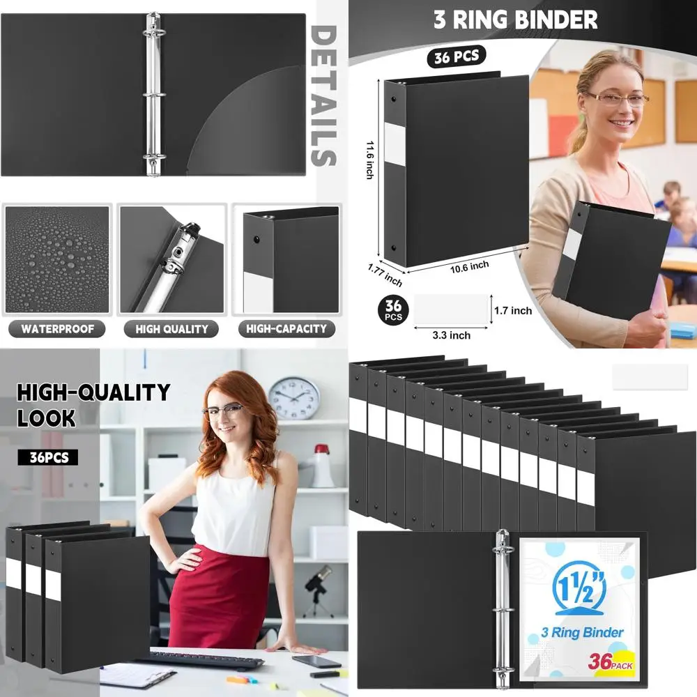 36-Pack Heavy-Duty 1.5 3-Ring Binders, Holds 350 Sheets, Reinforced PP Plastic, 8.5x11 Inches for Home, School, and Office Use (
36-Pack Heavy-Duty 1.5 3-Ring Binders, Holds 350 Sheets, Reinforced PP Plastic, 8.5x11 Inches for Home, School, and Office Use (