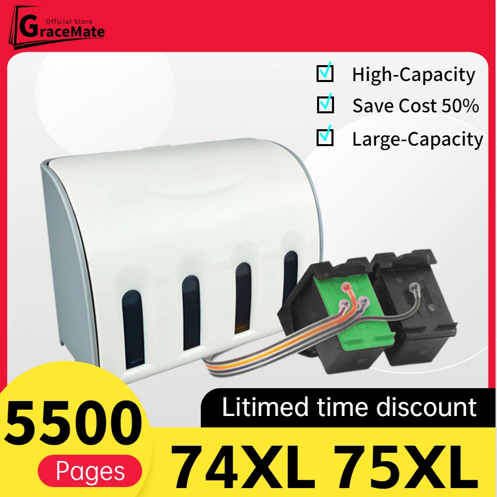 Картридж 74X 75XL, совместимый с HP74, HP75, D4260, D4263 4360, система непрерывной подачи чернил J5730, J5750, J5785, J6480, J6450
Картридж 74X 75XL, совместимый с HP74, HP75, D4260, D4263 4360, система непрерывной подачи чернил J5730, J5750, J5785, J6480, J6450