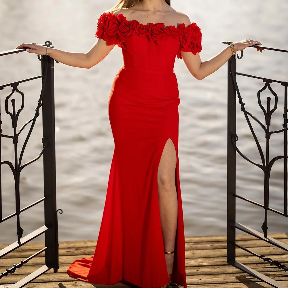 Customized Mermaid Prom Dreseses Floor-length Off The Shoulder Sleeveless Evening Gown Fashion Flowers Simple Draped Party Gown
Customized Mermaid Prom Dreseses Floor-length Off The Shoulder Sleeveless Evening Gown Fashion Flowers Simple Draped Party Gown