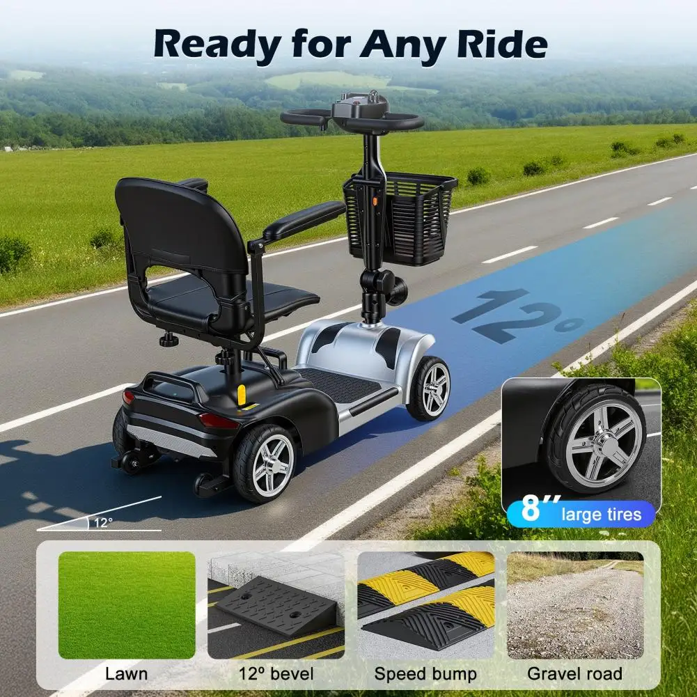 7.46 Miles Range 4 Wheels Electric Mobility Scooter 5MPH Lightweight Foldable for Seniors LED Light Basket Charger Included
7.46 Miles Range 4 Wheels Electric Mobility Scooter 5MPH Lightweight Foldable for Seniors LED Light Basket Charger Included