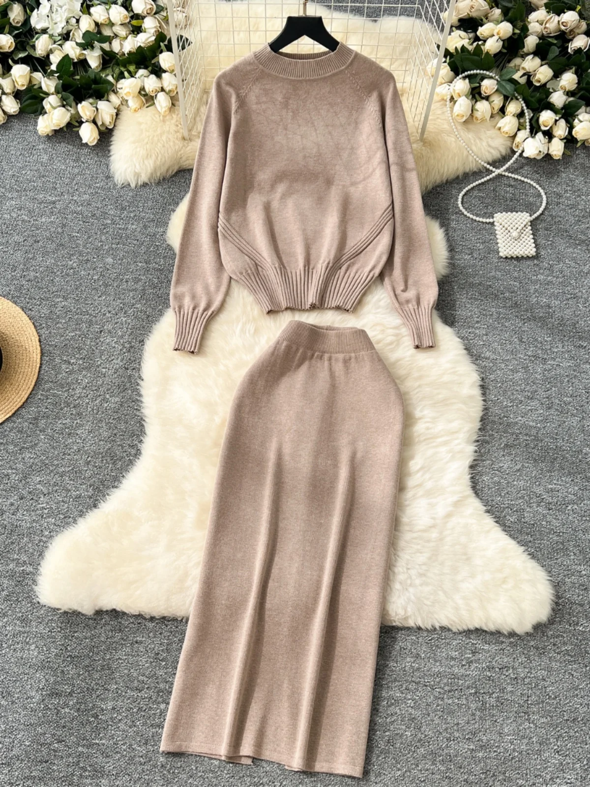 Ele Длинный свитер и юбка с высокой талией, комплект из двух предметов для женщин, зимний свитер Faion Commute Sle, круглый свитер Ne
Ele Длинный свитер и юбка с высокой талией, комплект из двух предметов для женщин, зимний свитер Faion Commute Sle, круглый свитер Ne