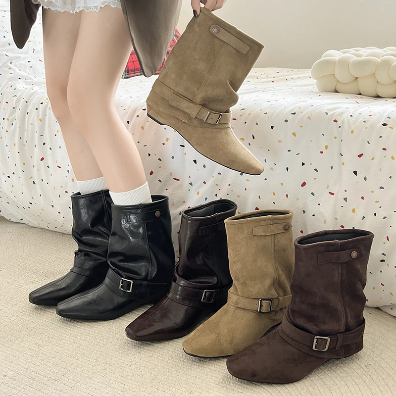 Новинка 2023 года, осенне-зимние женские ботильоны в стиле панк с винтажным дизайном и пряжкой на ремешке, туфли на танкетке с острым носком и пряжкой
Новинка 2023 года, осенне-зимние женские ботильоны в стиле панк с винтажным дизайном и пряжкой на ремешке, туфли на танкетке с острым носком и пряжкой