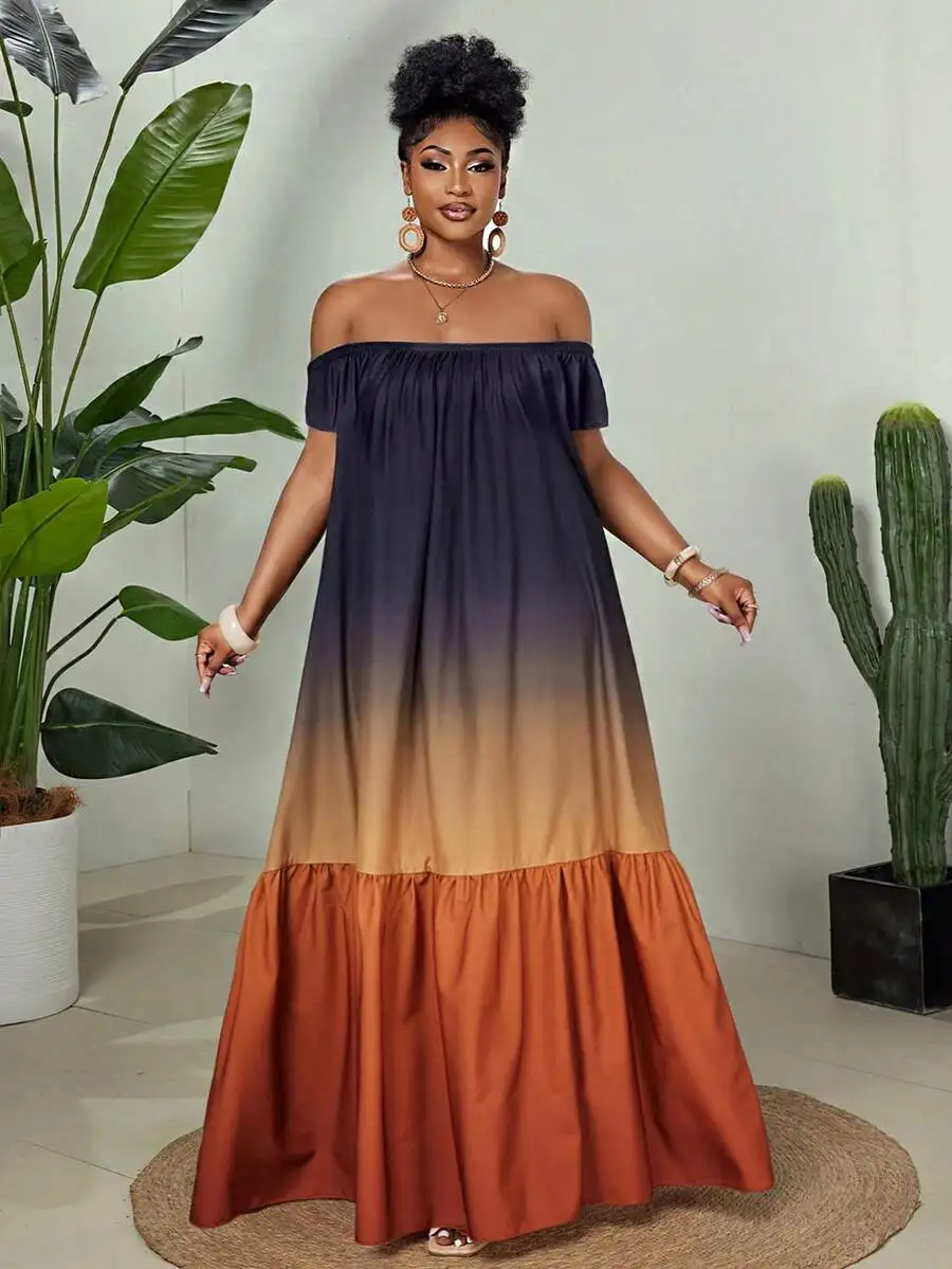 Plus Size Women Off Shoulder Ombre Colorblock Maxi Dress Casual Chic Summer Vacation
Plus Size Women Off Shoulder Ombre Colorblock Maxi Dress Casual Chic Summer Vacation