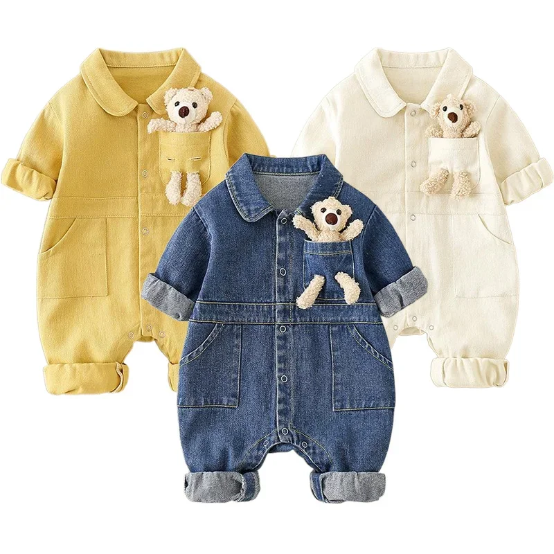 Spring Denim Baby Jumpsuit Cartoon Pocket Bear Romper for Boys Girls Newborn Overalls Korean Style Onesie Autumn Kids Clothing
Spring Denim Baby Jumpsuit Cartoon Pocket Bear Romper for Boys Girls Newborn Overalls Korean Style Onesie Autumn Kids Clothing
