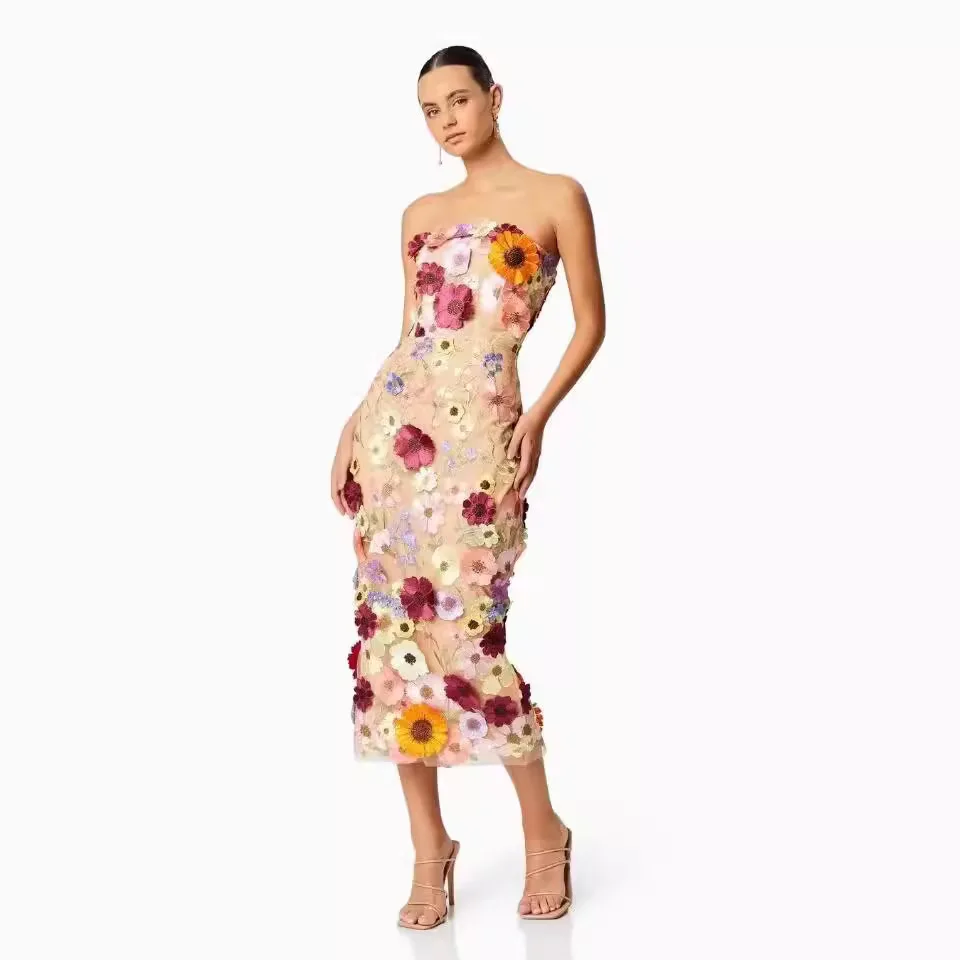 Sexy Sleeveless Colourful 3D Flower Embroidery Dress Slim Package Hip Breasted Midi Dresses Elegant Vintage Party Cocktail Dress
Sexy Sleeveless Colourful 3D Flower Embroidery Dress Slim Package Hip Breasted Midi Dresses Elegant Vintage Party Cocktail Dress