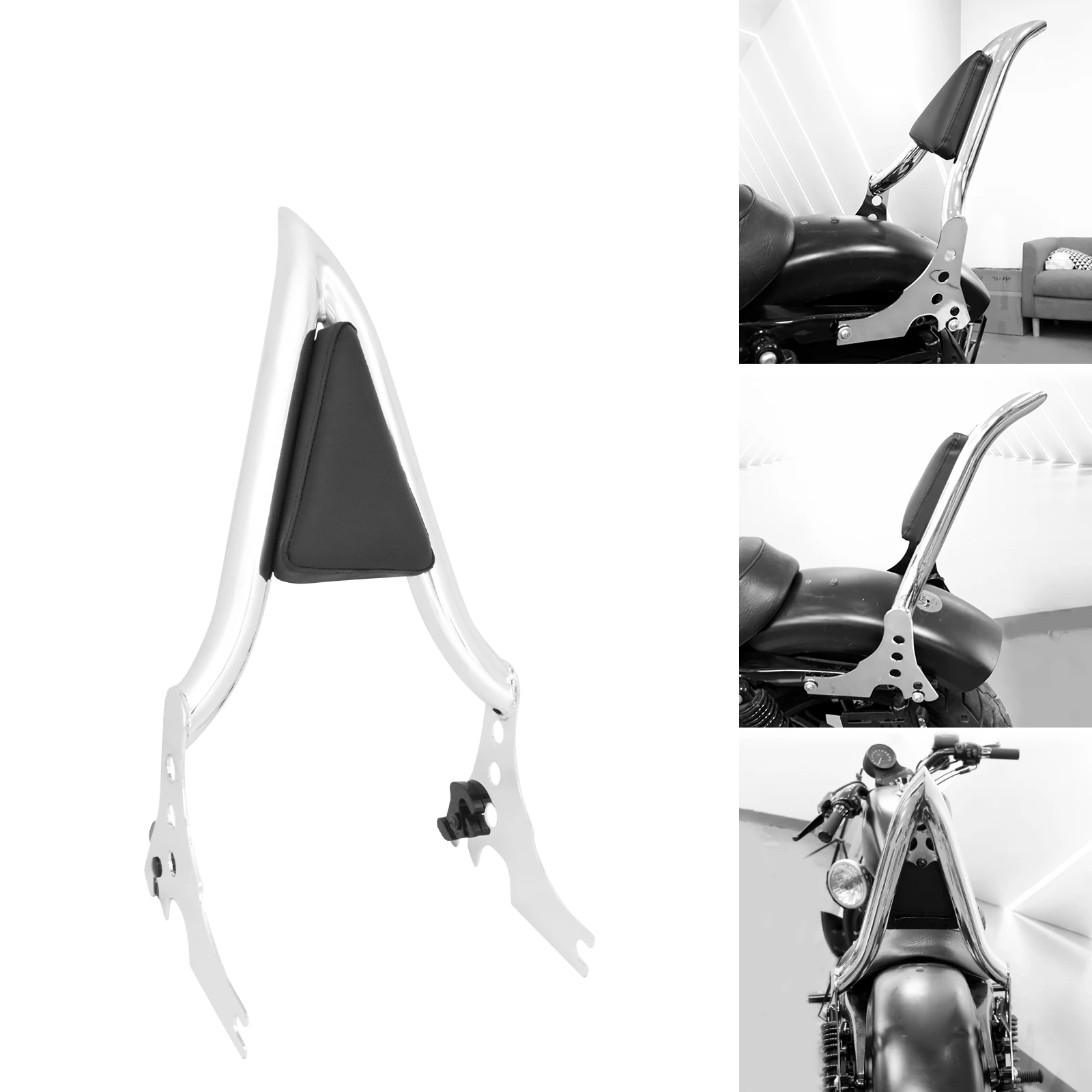 Chrome Sissy Bar One Piece Backrest Triangle Pad For Harley For Sportster XL 2004-22
Chrome Sissy Bar One Piece Backrest Triangle Pad For Harley For Sportster XL 2004-22