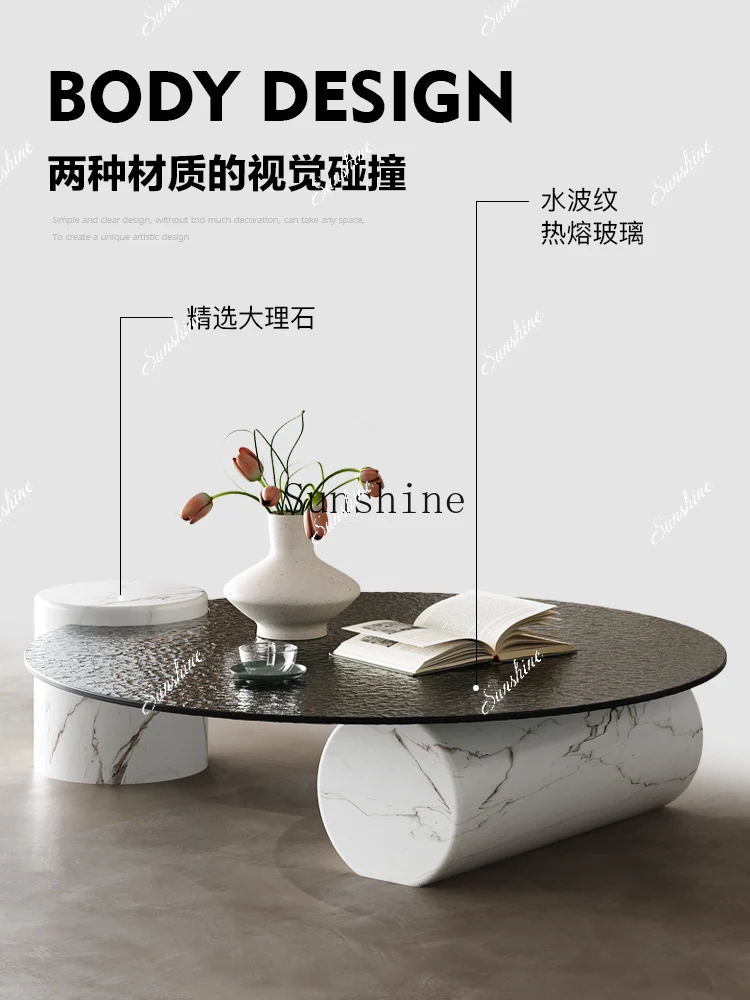 Italian minimalist round light luxury design marble water ripple hot melt glass coffee table FT
Italian minimalist round light luxury design marble water ripple hot melt glass coffee table FT