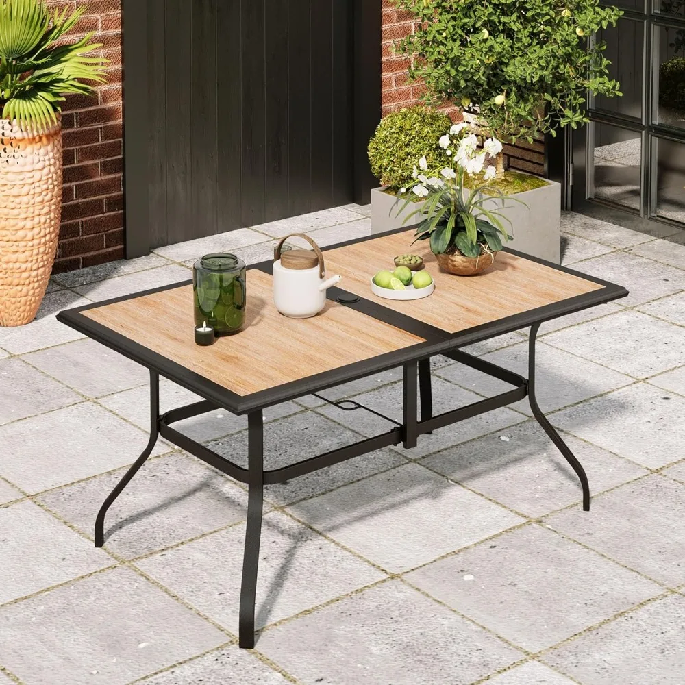 Outdoor Patio Dining Table with Umbrella Hole, 6 Person Metal Square Table for Garden, Backyard and Porch
Outdoor Patio Dining Table with Umbrella Hole, 6 Person Metal Square Table for Garden, Backyard and Porch