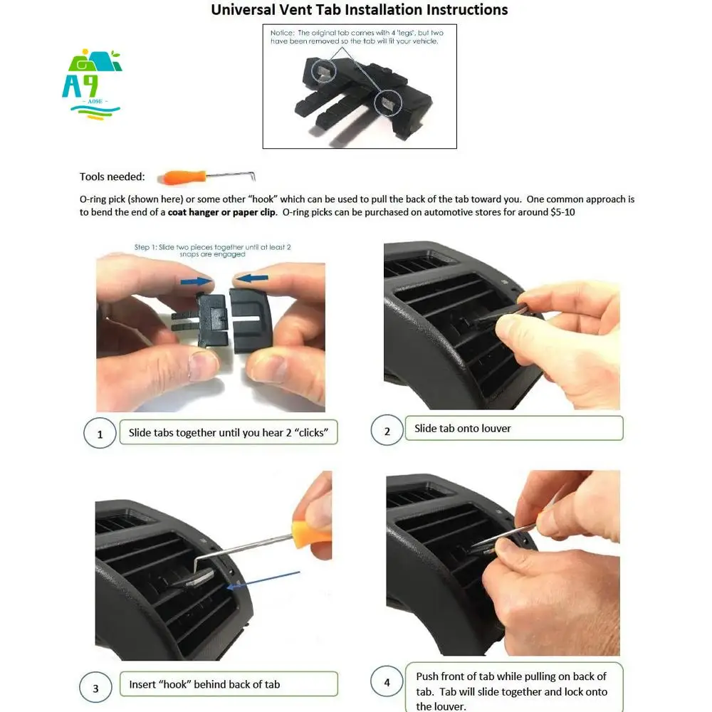 A09E-Front Air Vent Outlet Tab Clips,Repair Kit For Toyota Corolla 2009-13
A09E-Front Air Vent Outlet Tab Clips,Repair Kit For Toyota Corolla 2009-13
