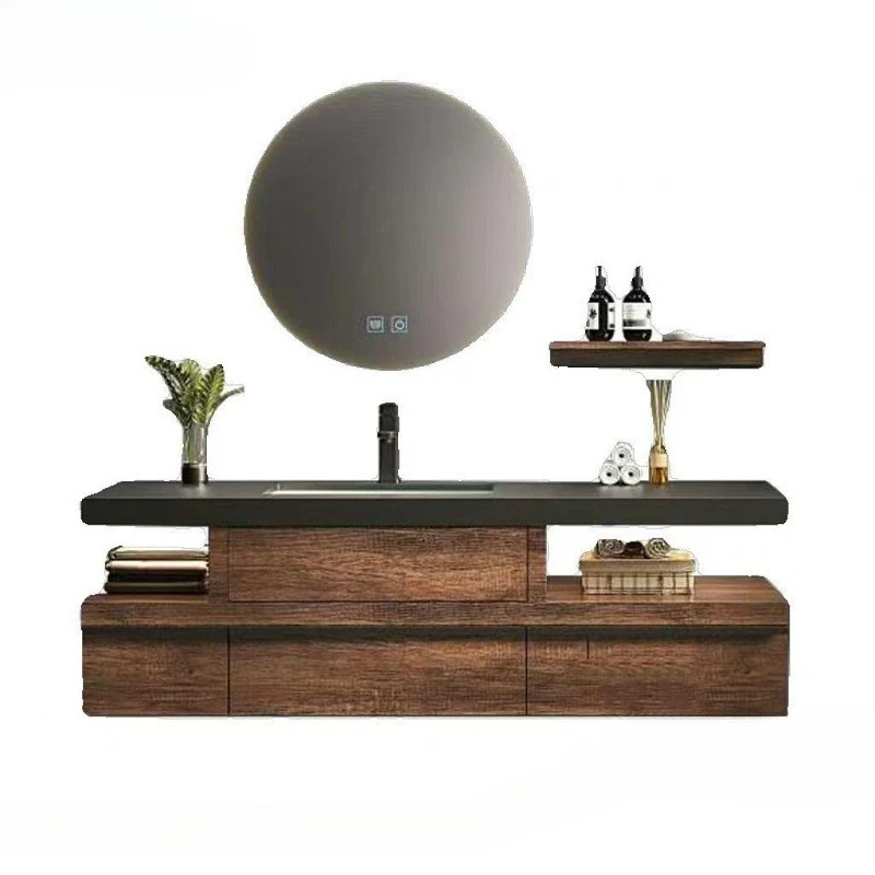 Simple rock slab integrated basin toilet washbasin combined bathroom cabinet
Simple rock slab integrated basin toilet washbasin combined bathroom cabinet