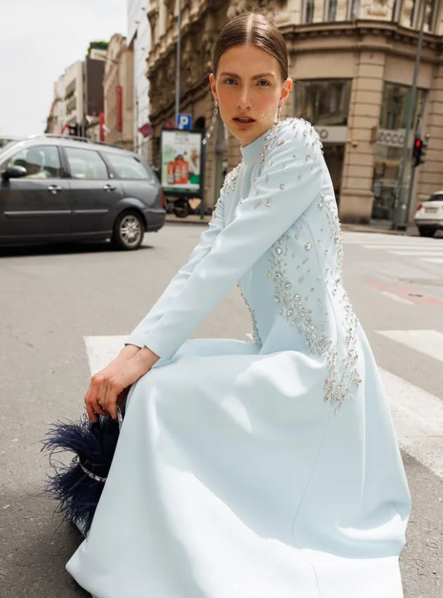 Crystal Evening Dress Ankle Length Customized High Neck Long Sleeves Beading A Line Saudi Arabian 2026Party Gown Prom Dresses
Crystal Evening Dress Ankle Length Customized High Neck Long Sleeves Beading A Line Saudi Arabian 2026Party Gown Prom Dresses
