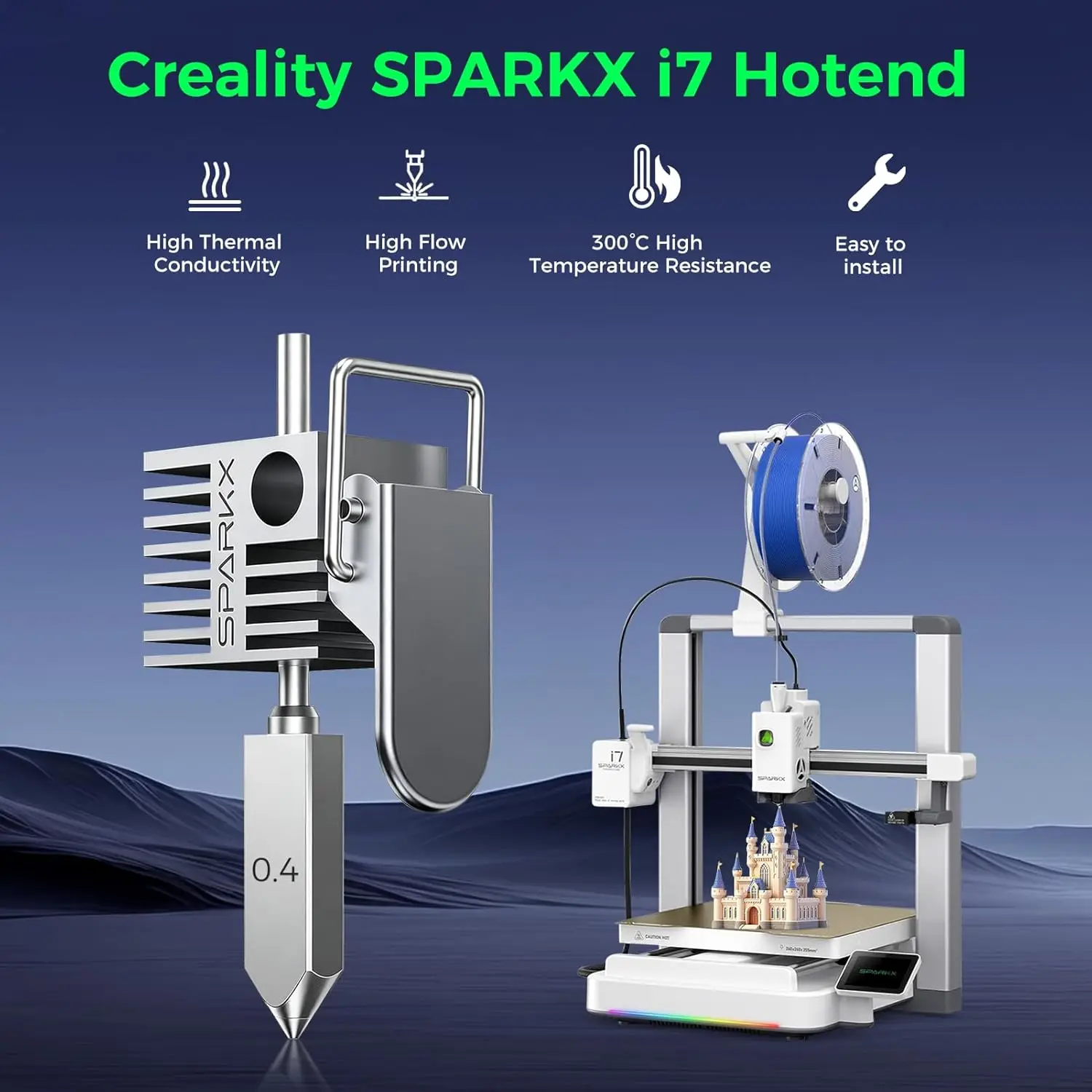 Creality Original SPARKX i7 Hotend Kit with 0.4mm Nozzle, All Metal Integrated Extruder Hot End 300℃ High Temperature Resistance
Creality Original SPARKX i7 Hotend Kit with 0.4mm Nozzle, All Metal Integrated Extruder Hot End 300℃ High Temperature Resistance