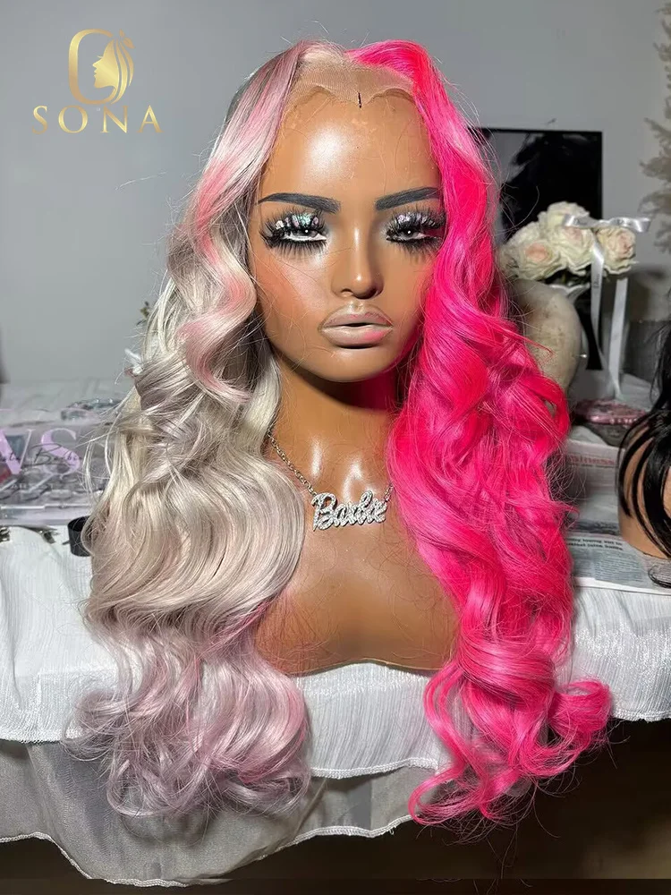 Half Pink and Half Ash Blonde Long Body Wave 13x4 13x6 HD Transparent Lace Front Wigs For Women pink and Platinum 60#
Half Pink and Half Ash Blonde Long Body Wave 13x4 13x6 HD Transparent Lace Front Wigs For Women pink and Platinum 60#
