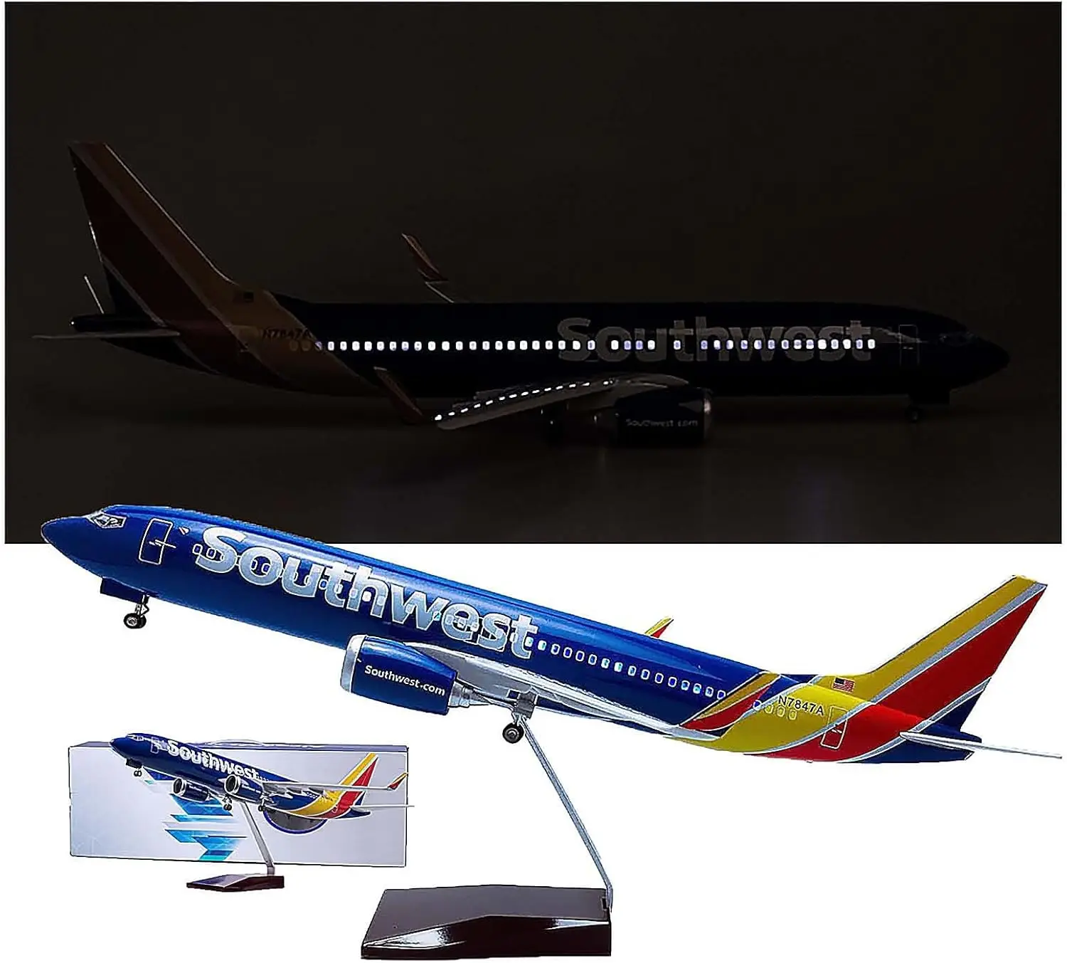 Southwest Airlines Airplane B737-800 Die-cast Plane Model Kit - 1/85 Scale 18.5 Inches Realistic Jet Aircraft Display with Base
Southwest Airlines Airplane B737-800 Die-cast Plane Model Kit - 1/85 Scale 18.5 Inches Realistic Jet Aircraft Display with Base