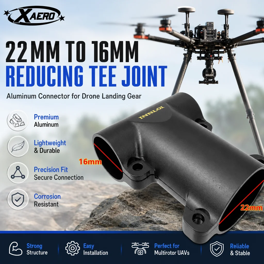 XAERO 22mm to 16mm Reducing Tee Joint Aluminum Connector for Landing Gear Carbon Pipe Multi Rotor Drone
XAERO 22mm to 16mm Reducing Tee Joint Aluminum Connector for Landing Gear Carbon Pipe Multi Rotor Drone