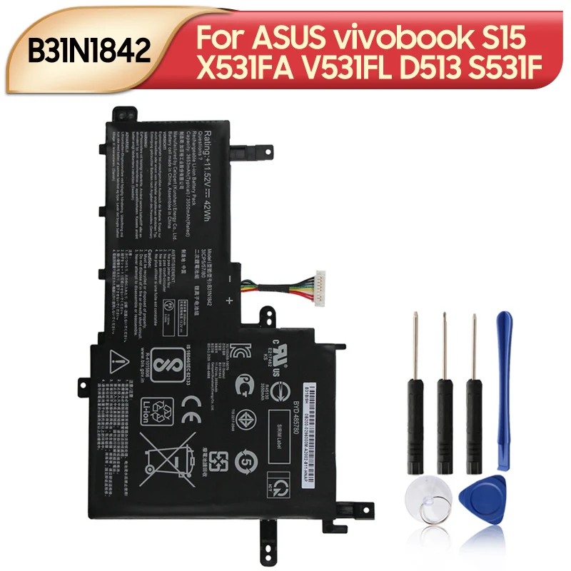 NEW Replacement Battery B31N1842 For ASUS vivobook S15 X531FA V531FL D513 S531F F513 M513 3653mAh
NEW Replacement Battery B31N1842 For ASUS vivobook S15 X531FA V531FL D513 S531F F513 M513 3653mAh