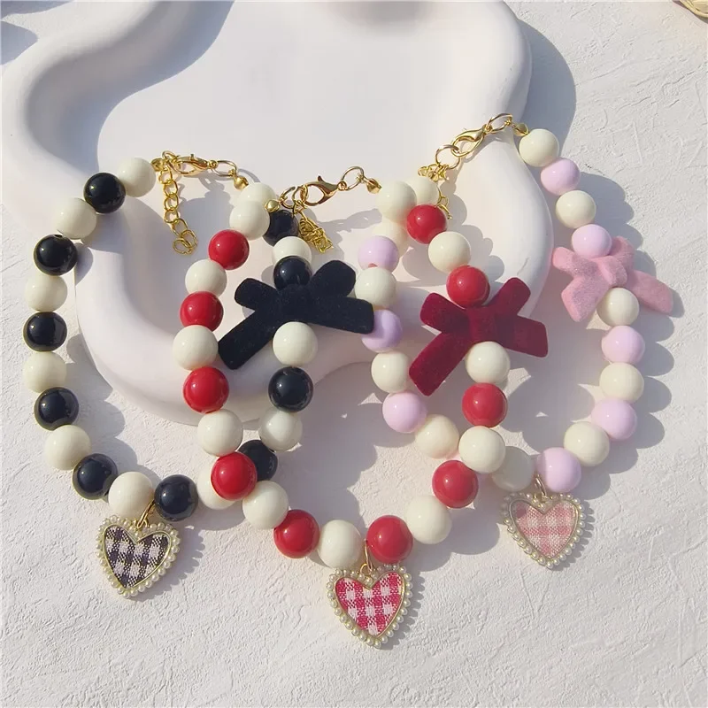 Vintage Bow Cat Collar Pearl Love Crystal Pendant Diamond Neck Ornament Cute Pet Accessories Cat Necklace Dog Grooming Supplies
Vintage Bow Cat Collar Pearl Love Crystal Pendant Diamond Neck Ornament Cute Pet Accessories Cat Necklace Dog Grooming Supplies