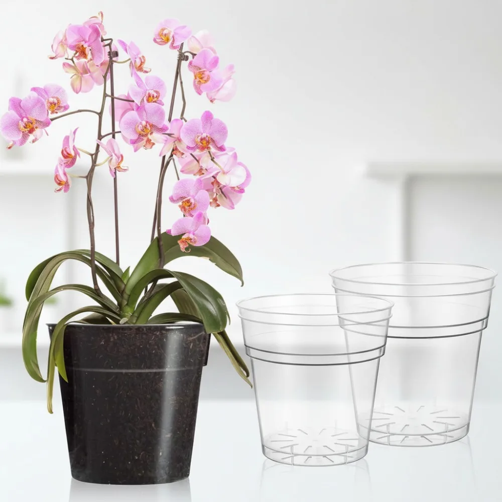3 Pack Clear Plastic Orchid Pots with Drainage Holes - 9.8 Inch Large Plant Nursery Containers for Indoor Outdoor Gardening
3 Pack Clear Plastic Orchid Pots with Drainage Holes - 9.8 Inch Large Plant Nursery Containers for Indoor Outdoor Gardening