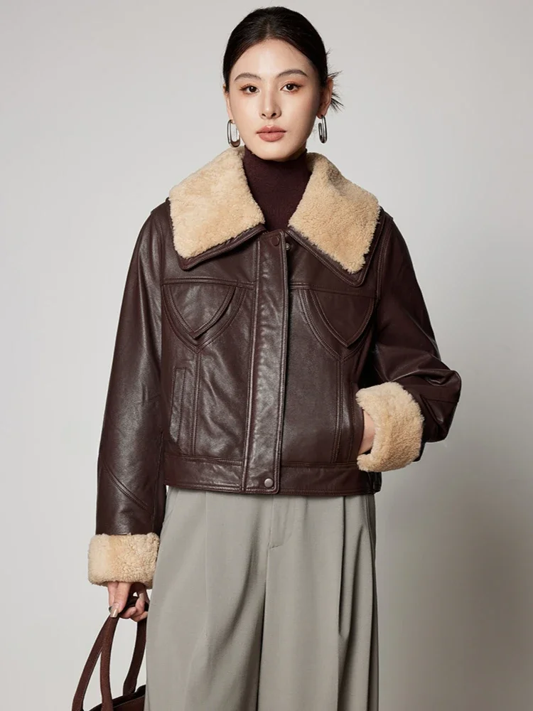 Short Winter Genuine Leather Goose Down Jackets for Women 2026 New High-end Simple Natural Wool Collar Real Sheepskin Down Coat
Short Winter Genuine Leather Goose Down Jackets for Women 2026 New High-end Simple Natural Wool Collar Real Sheepskin Down Coat