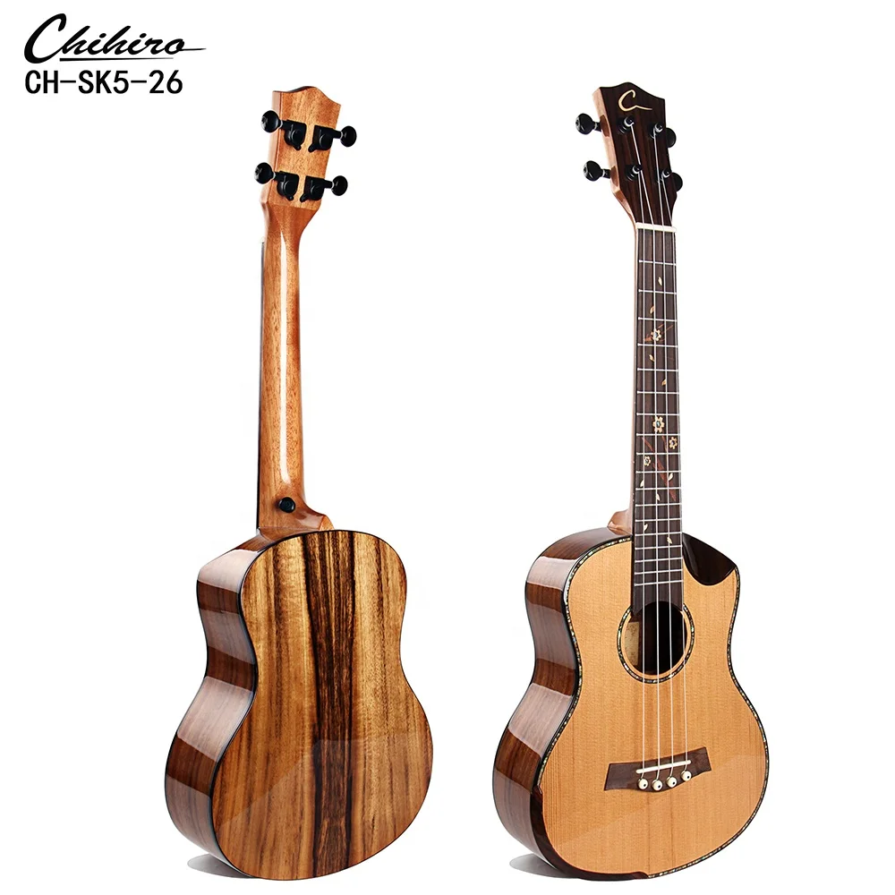 Chihiro Half Cutaway Tenor 26 Inch 4 Rosewood Binding Ukulele Solid Cedar Top Hawaii KOA Back With Arm Rest
Chihiro Half Cutaway Tenor 26 Inch 4 Rosewood Binding Ukulele Solid Cedar Top Hawaii KOA Back With Arm Rest