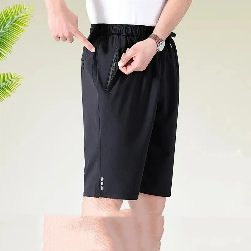 Men's Ice Silk Quick Dry Shorts Elastic Waist Casual Sports Shorts with Zipper Pockets
Men's Ice Silk Quick Dry Shorts Elastic Waist Casual Sports Shorts with Zipper Pockets