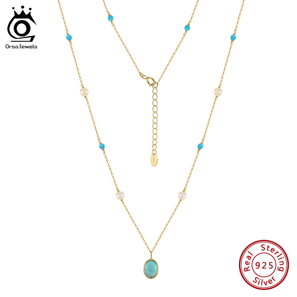 ORSA JEWELS S925 Silver Blue Natural Stone Turquoise Chain Necklace Party Pearl Turquoise Pendant Collar Neck Jewelry Gift MPN18
ORSA JEWELS S925 Silver Blue Natural Stone Turquoise Chain Necklace Party Pearl Turquoise Pendant Collar Neck Jewelry Gift MPN18