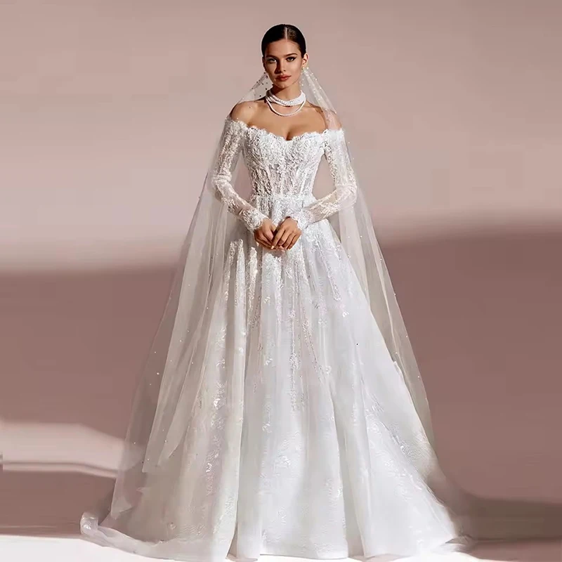 Graceful Wedding Dress Organza With Embroidery A-Line Ball Gown Boat Neck Full Sleeve Customized Bride Dress Vestido De Novia
Graceful Wedding Dress Organza With Embroidery A-Line Ball Gown Boat Neck Full Sleeve Customized Bride Dress Vestido De Novia