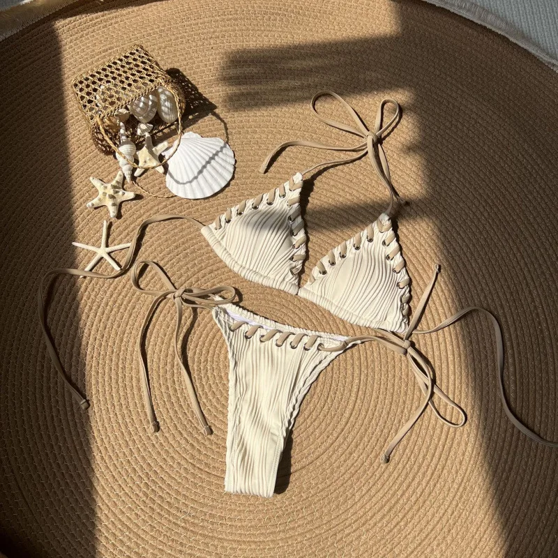 Women Ribbed Bikini Set Lace-Up Triangle Swimsuit Side Tie High Cut Bathing Suit Beachwear
Women Ribbed Bikini Set Lace-Up Triangle Swimsuit Side Tie High Cut Bathing Suit Beachwear