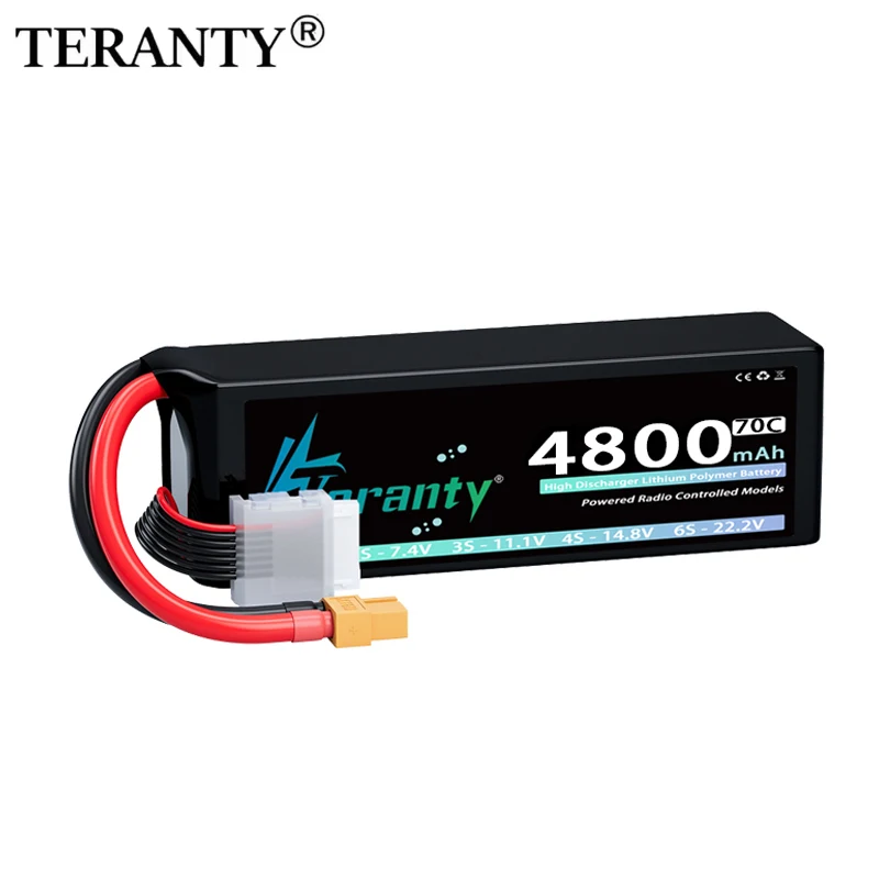 TERANTY 6S 4800mAh 22.2V 70C 22.8V 120C Lipo Battery with XT60 XT90 EC5 Plug for Car Truck FPV Drone Helicopte Airplane RC Parts
TERANTY 6S 4800mAh 22.2V 70C 22.8V 120C Lipo Battery with XT60 XT90 EC5 Plug for Car Truck FPV Drone Helicopte Airplane RC Parts