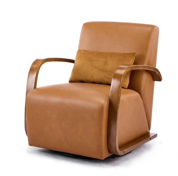 Vesper 31.8" Faux Leather Swivel Arm Chair with Curved Solid Wood Armrests and Pillow
Vesper 31.8" Faux Leather Swivel Arm Chair with Curved Solid Wood Armrests and Pillow