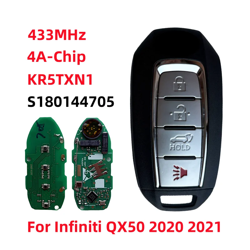 S180144705 4 Button Smart Car Remote Key For Infiniti QX50 2020-2021 433MHz 4A Chip FCC ID KR5TXN1 NCF29A1M HITAG AES Keyless GO
S180144705 4 Button Smart Car Remote Key For Infiniti QX50 2020-2021 433MHz 4A Chip FCC ID KR5TXN1 NCF29A1M HITAG AES Keyless GO