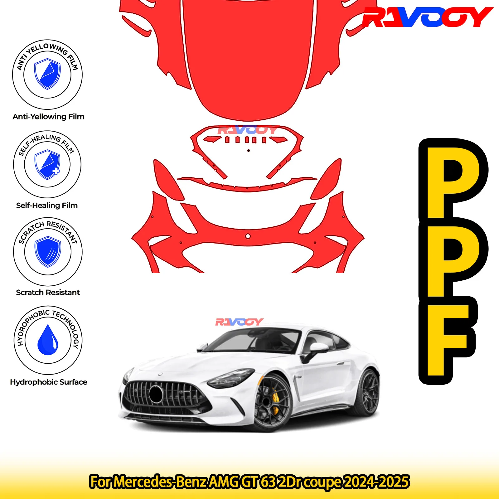 For Mercedes-Benz AMG GT 63 2Dr coupe 2024-2025 Glossy Matte Black Precut front PPF Kit Paint Protection Film
For Mercedes-Benz AMG GT 63 2Dr coupe 2024-2025 Glossy Matte Black Precut front PPF Kit Paint Protection Film