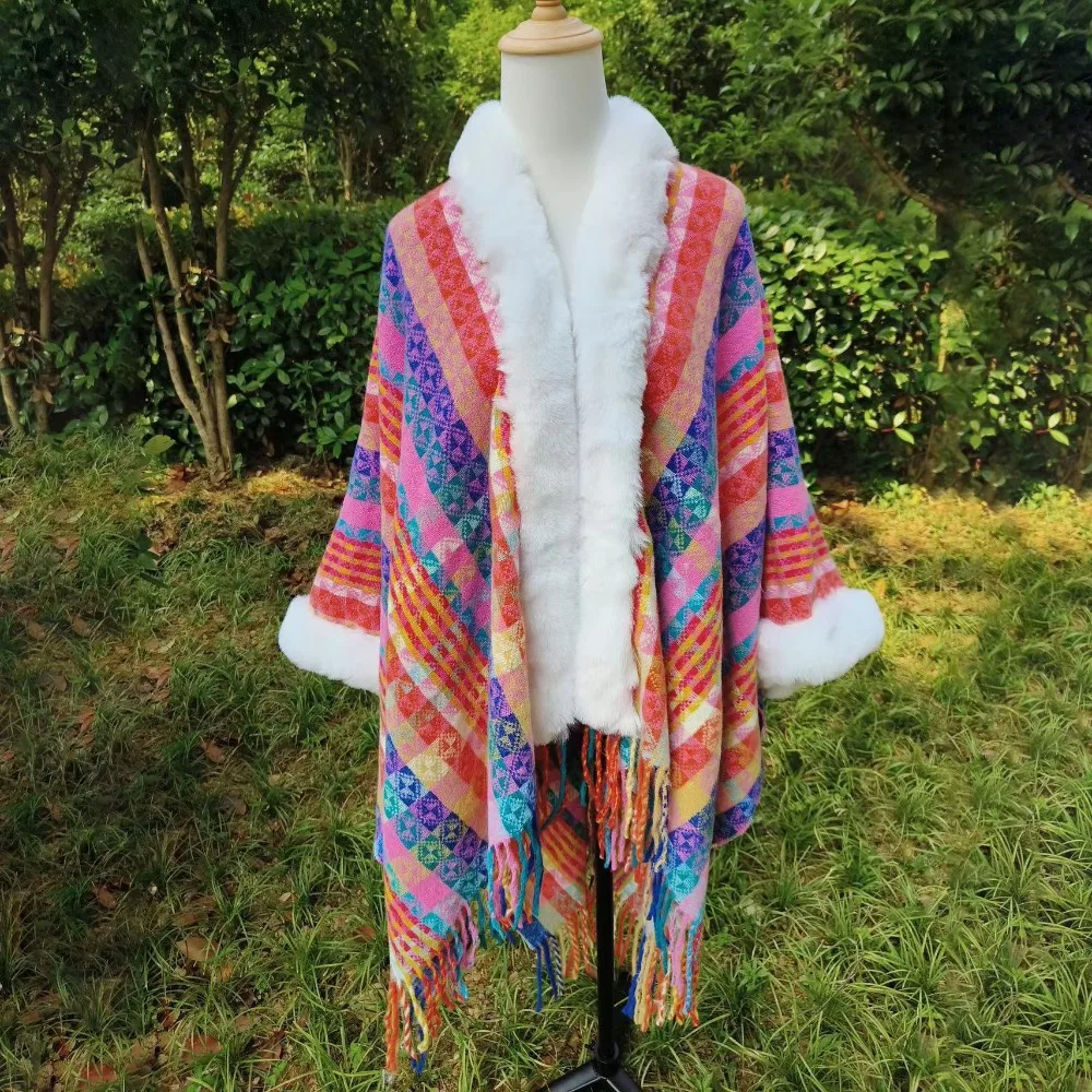 Зимняя теплая шаль с воротником из искусственного меха в этническом стиле, имитация кашемира, монгольское пончо, полосатый кардиган, шаль с кисточками
Зимняя теплая шаль с воротником из искусственного меха в этническом стиле, имитация кашемира, монгольское пончо, полосатый кардиган, шаль с кисточками