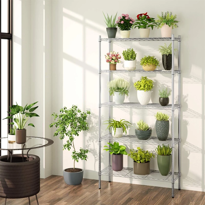 Chrome Plated Carbon Steel Wire Shelving Metal Flower Shopping Display Shelf for Potted Vegetable Growth Storage Rackpromote sal
Chrome Plated Carbon Steel Wire Shelving Metal Flower Shopping Display Shelf for Potted Vegetable Growth Storage Rackpromote sal