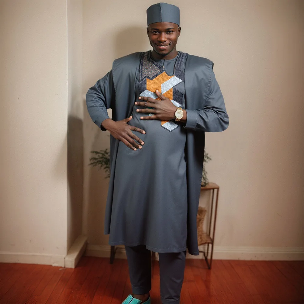 Мужские костюмы Agbada, африканские мужские комплекты Дашики для свадебной одежды, мужской костюм Agbada с вышивкой, костюм из трех предметов
Мужские костюмы Agbada, африканские мужские комплекты Дашики для свадебной одежды, мужской костюм Agbada с вышивкой, костюм из трех предметов