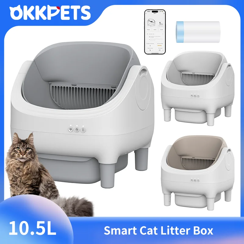 OKKPETS Новый дизайн Автоматический ящик для кошачьего туалета APP Control Двойные датчики безопасности Самоочищающийся ящик для туалета с открытым верхом
OKKPETS Новый дизайн Автоматический ящик для кошачьего туалета APP Control Двойные датчики безопасности Самоочищающийся ящик для туалета с открытым верхом