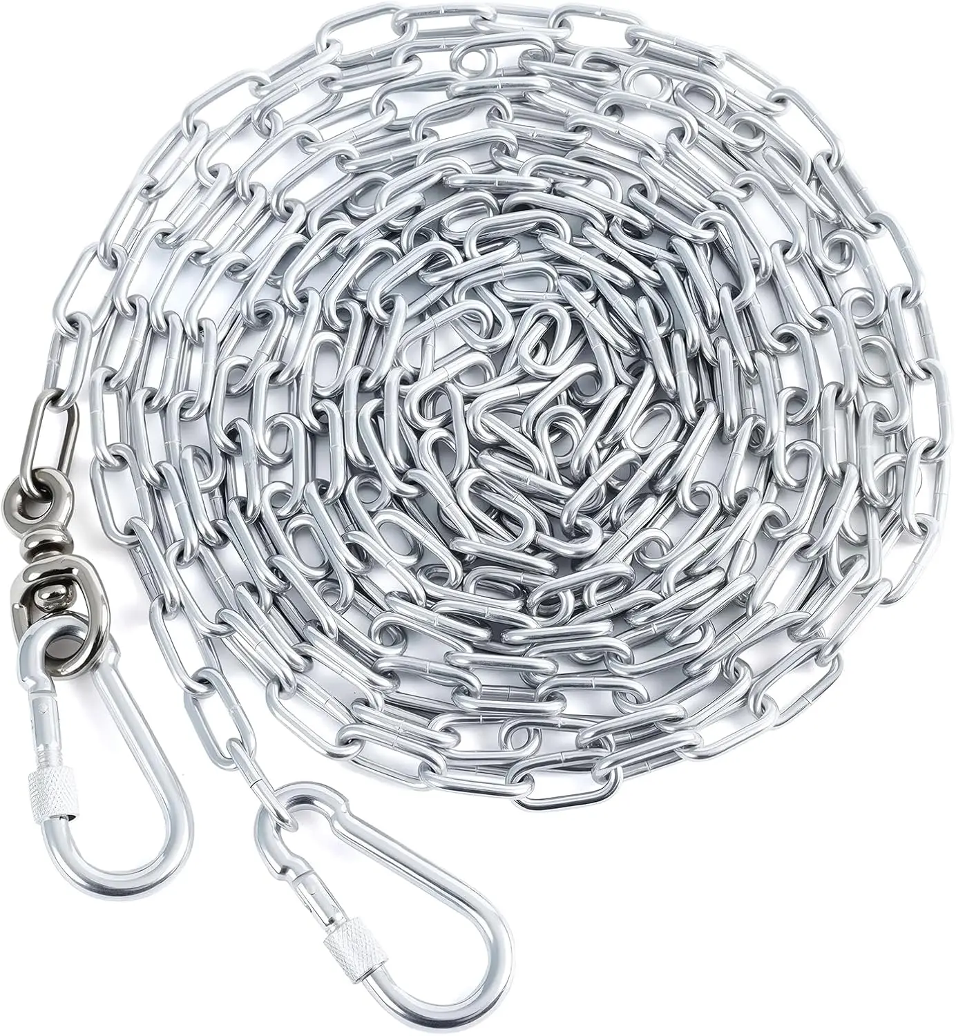 Heavy Duty 15FT Dog Chain, Chew Proof Stainless Steel Tie Out Cable with 360° Swivel Hook, Tangle Free Outdoor Runner Leash for Dogs up to 250lbs
Heavy Duty 15FT Dog Chain, Chew Proof Stainless Steel Tie Out Cable with 360° Swivel Hook, Tangle Free Outdoor Runner Leash for Dogs up to 250lbs