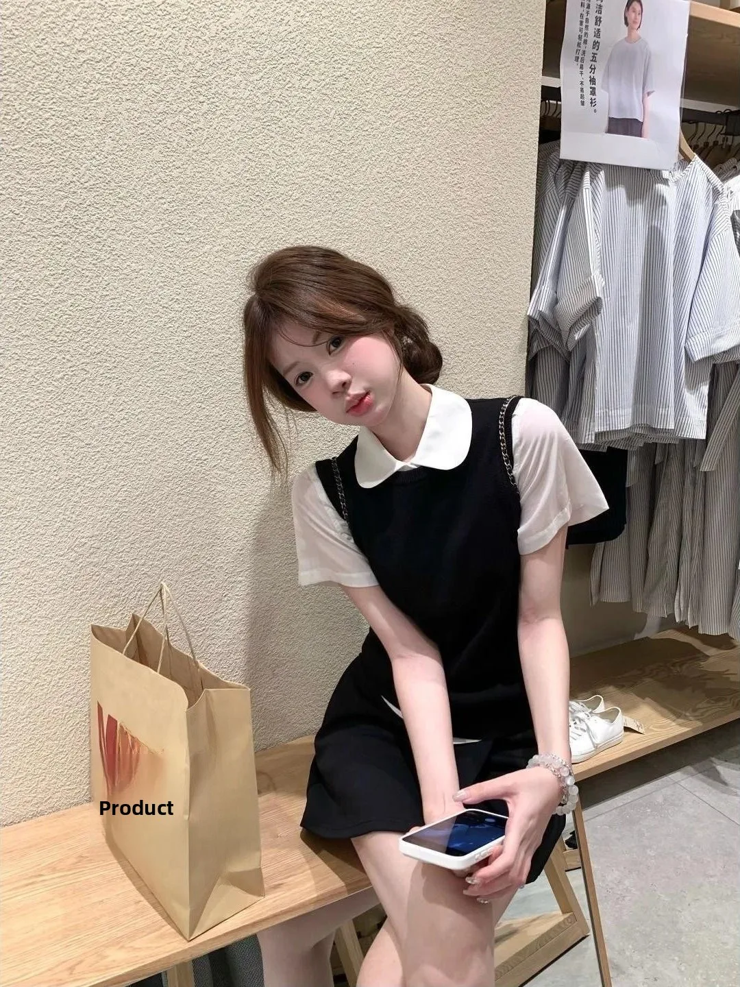 Women's Sweet Preppy Style Knitted Vest Shirt And Skirt Set Slim Fit Summer New Arrival Three-Piece Suit Korean Fashion
Women's Sweet Preppy Style Knitted Vest Shirt And Skirt Set Slim Fit Summer New Arrival Three-Piece Suit Korean Fashion