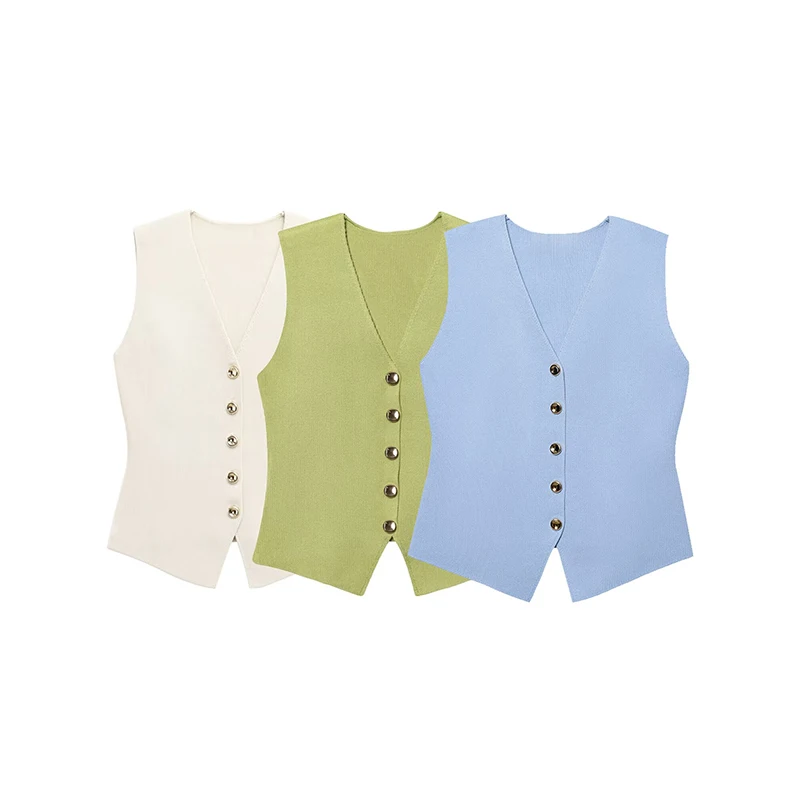 YENKYE High Quality Women Elegant Sleeveless V Neck Knit Vest Front Button Slit Fit Casual Summer Tank Top Chic Lady Tops
YENKYE High Quality Women Elegant Sleeveless V Neck Knit Vest Front Button Slit Fit Casual Summer Tank Top Chic Lady Tops