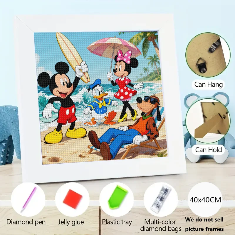 1PC DIY Full Drill 5D Diamond Painting Kit, Disney Mickey Minnie Donald Goofy Beach Vacation Scene 40x40CM, Cartoon Friends Summ
1PC DIY Full Drill 5D Diamond Painting Kit, Disney Mickey Minnie Donald Goofy Beach Vacation Scene 40x40CM, Cartoon Friends Summ