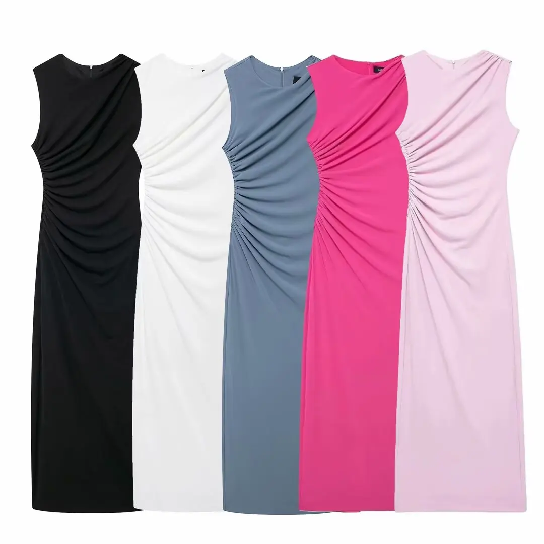 Women's 2024 new fashion multi-color slim pleated O Neck Midi dress retro sleeveless back zipper women's dress Mujer Z0192
Women's 2024 new fashion multi-color slim pleated O Neck Midi dress retro sleeveless back zipper women's dress Mujer Z0192