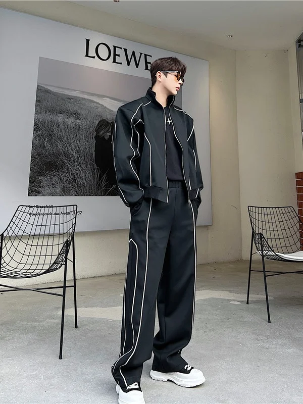 Casual Sporty Two-Piece Set for Men Loose Design Open Cardigan Jacket Wide Leg Pants Trendy Spring Summer Polyester Blend
Casual Sporty Two-Piece Set for Men Loose Design Open Cardigan Jacket Wide Leg Pants Trendy Spring Summer Polyester Blend