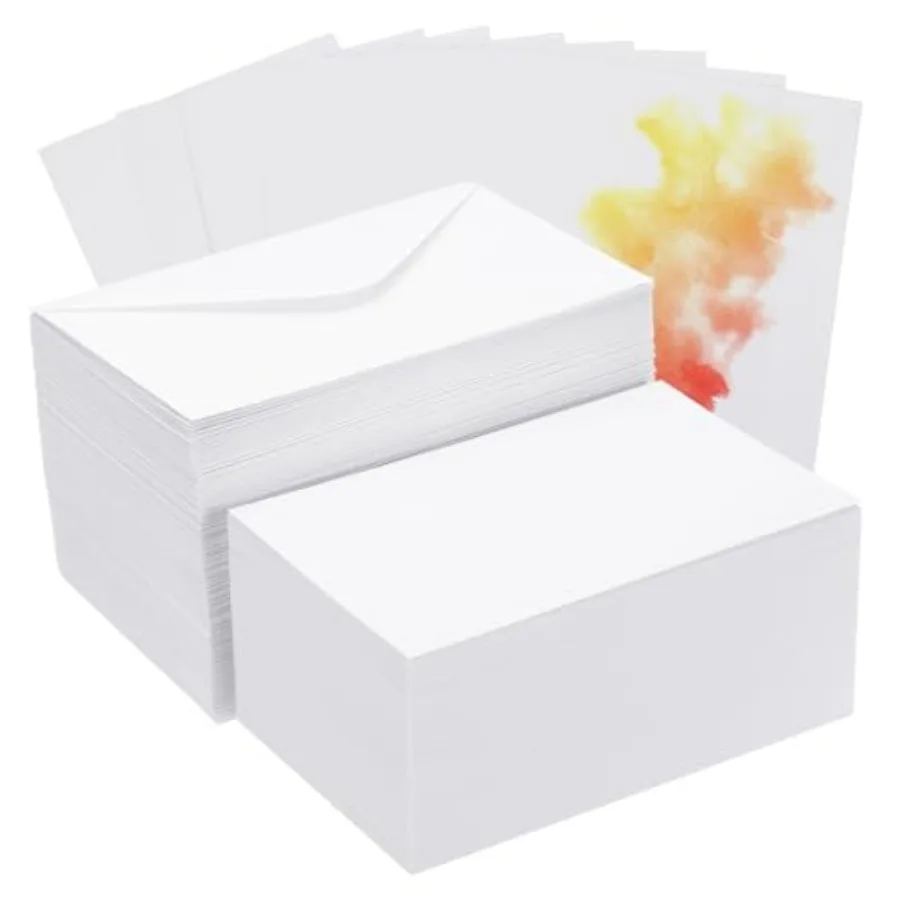Sets Pure Cotton Watercolor Cards 140lb/0 GSM Postcards with Envelopes for Art Painting Creative Thank Notes, 4x6 Inch
Sets Pure Cotton Watercolor Cards 140lb/0 GSM Postcards with Envelopes for Art Painting Creative Thank Notes, 4x6 Inch
