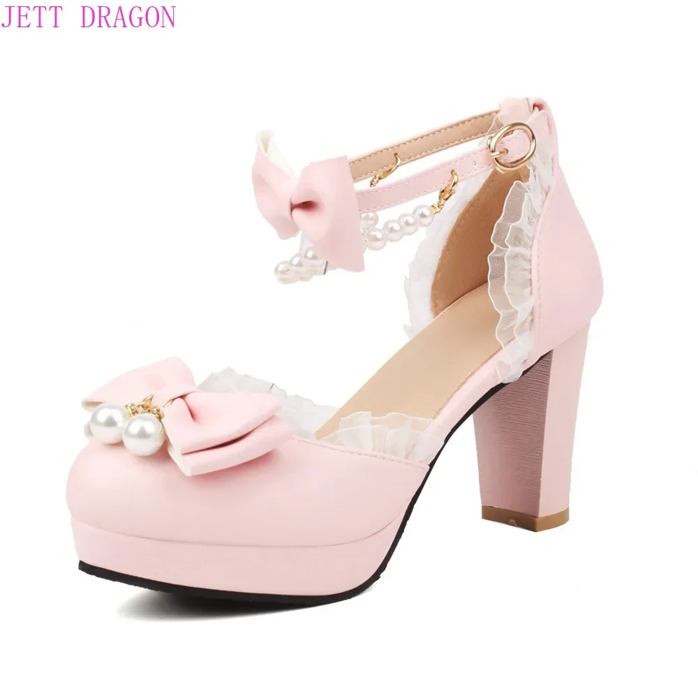 Spring Pearl Ankle Strap Women High Heels Mary Jane Pumps Party Wedding Cosplay White Pink Bow Princess High-heeled Lolita Shoes
Spring Pearl Ankle Strap Women High Heels Mary Jane Pumps Party Wedding Cosplay White Pink Bow Princess High-heeled Lolita Shoes