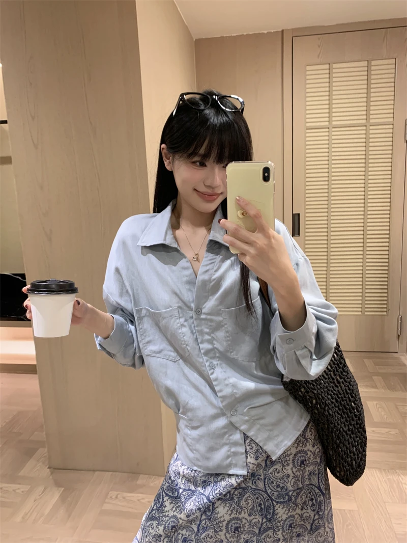 Kumikumi Design Pure Color Casual Long Sleeve Shirt Women's Summer Slimming Versatile Loose Top Simple Turn-down Collar
Kumikumi Design Pure Color Casual Long Sleeve Shirt Women's Summer Slimming Versatile Loose Top Simple Turn-down Collar