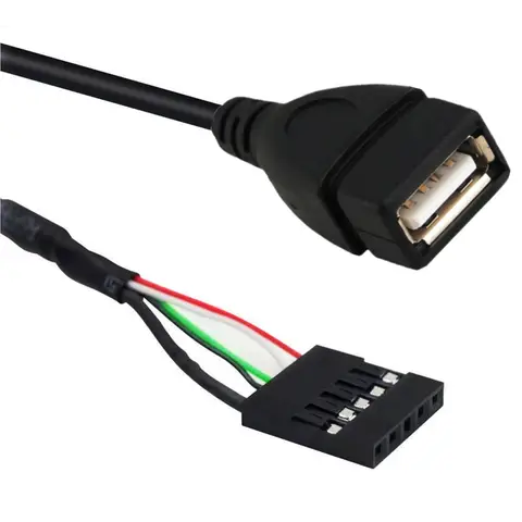 Adaptateur USB 2.0 Type A femelle vers Dupont 5 broches femelle, 10cm, câble noir pour carte mère de données, 1 pièce