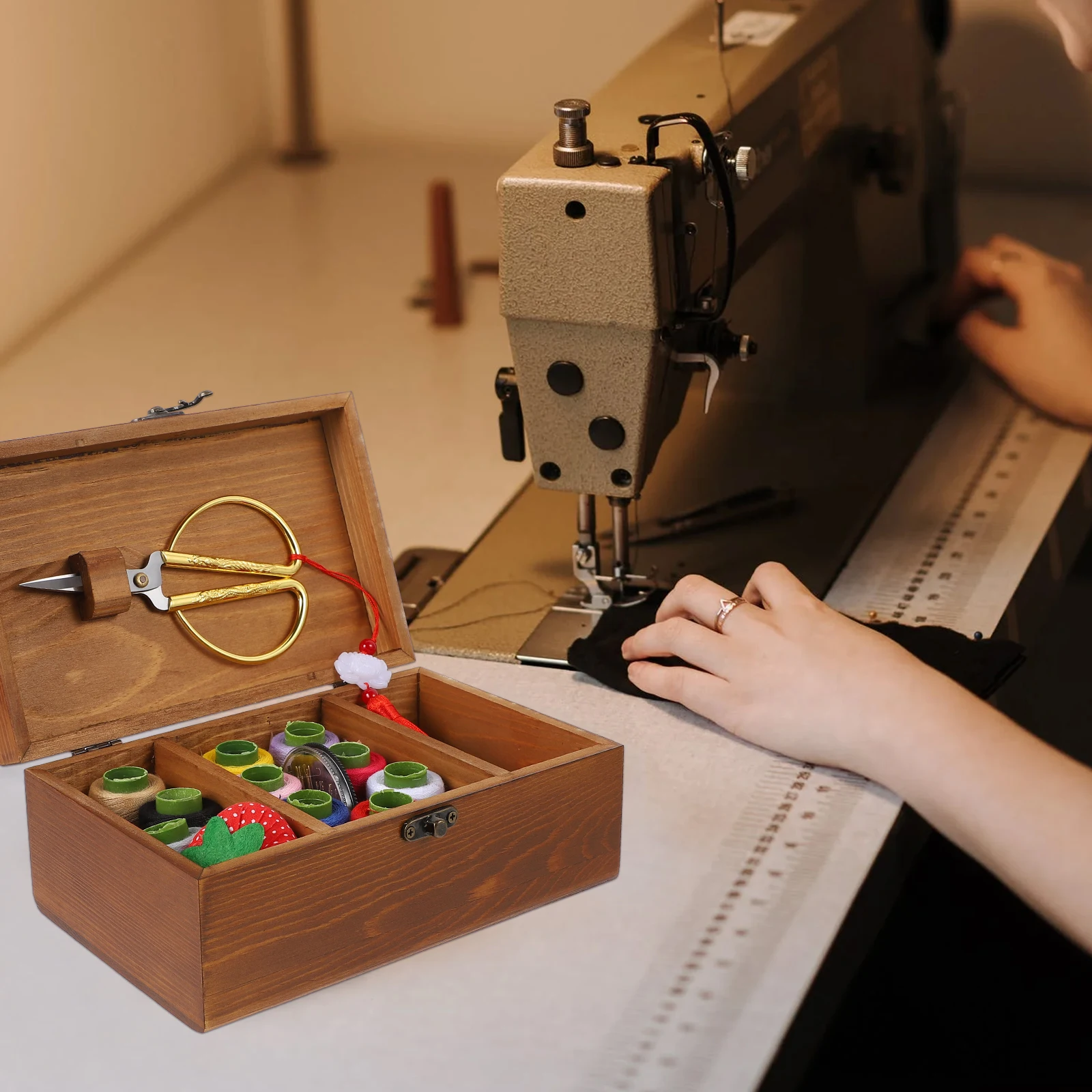 Large Capacity Sewing Kit Wooden Needlework Storage Box Hand Stitching Supplies Tool Needles Scissors for DIY
Large Capacity Sewing Kit Wooden Needlework Storage Box Hand Stitching Supplies Tool Needles Scissors for DIY