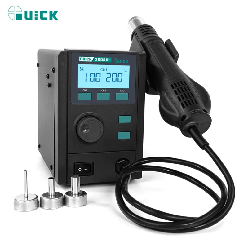 QUICK 2008D+ Hot Air Gun Rework Station 750W LCD Digital display with Heater Bga Rework Station SMD PCB Rework Soldering Station
QUICK 2008D+ Hot Air Gun Rework Station 750W LCD Digital display with Heater Bga Rework Station SMD PCB Rework Soldering Station